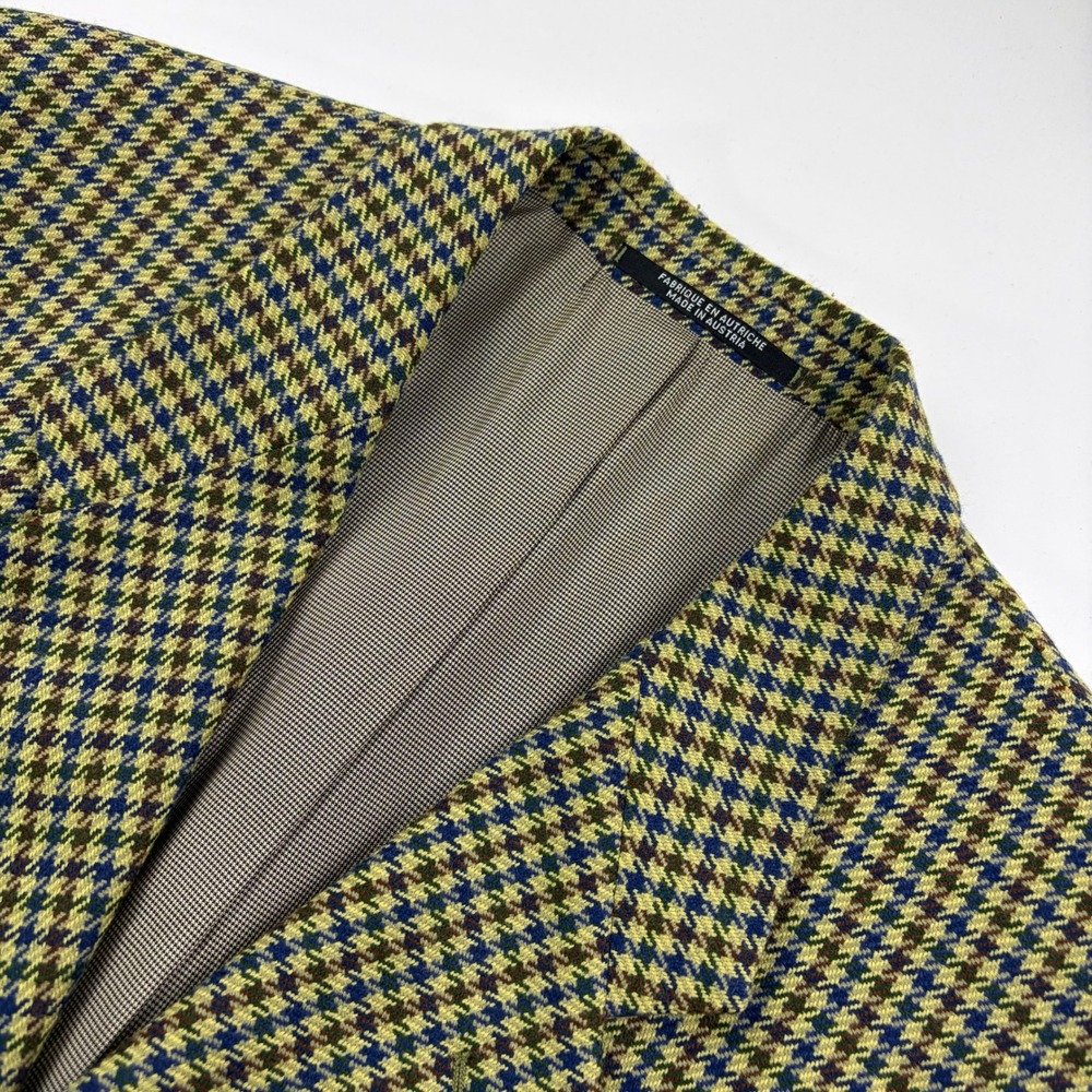 VTG‎ Alandales Ermenegildo Zegna Wool Sport Coat Mens 42R Tan Houndstooth Blazer